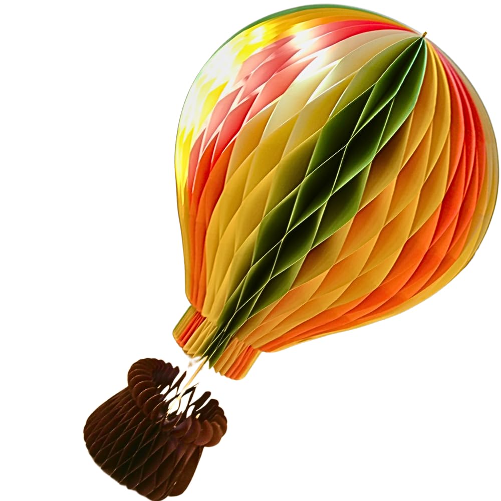 XXXL Mega balon dekoracyjny, balon papierowy, zawieszka balon na gorące powietrze, Honeycomb, dekoracja na okno wystawowe, dekoracja hotelowa recepcji, balon na gorące powietrze z koszem w kolorze