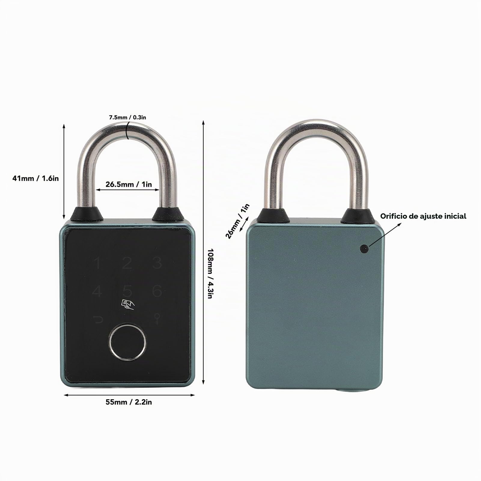 Candado de huellas dactilares, candado de contraseña, candado inteligente resistente con biométrico sin llave con APP desbloquear para gimnasio, taquilla, puertas (TT LOCK APP)