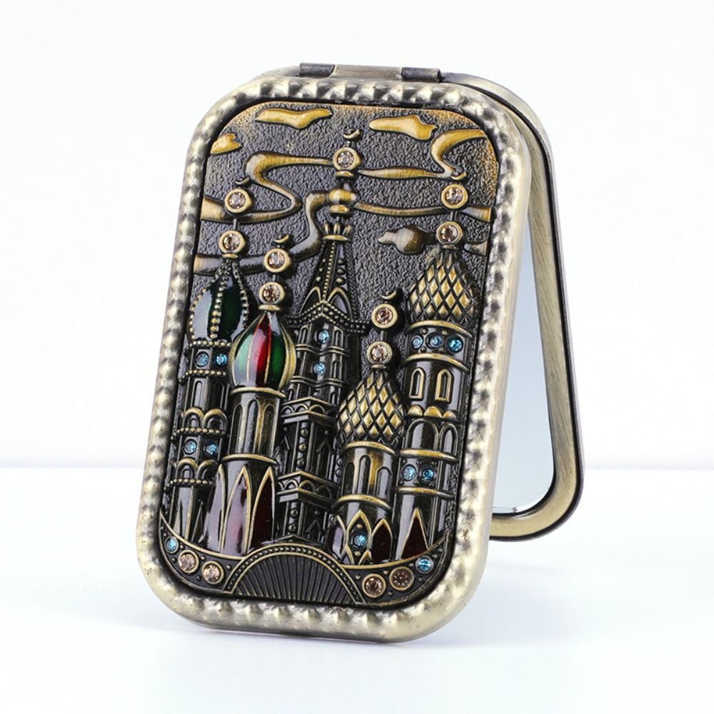 Compact Pocket Mirror Vanity Mirror Portable Beauty Cosmetic Folding Mirror Vintage 06