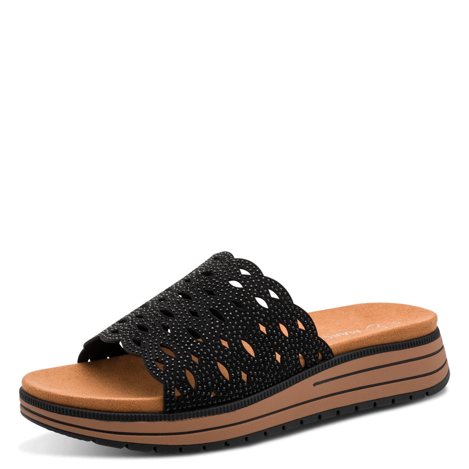 Marco Tozzi Women's Sandal Soft Feel Me Footbed Vegan Soft Lining Modern, Black (Black), 8.5 UK