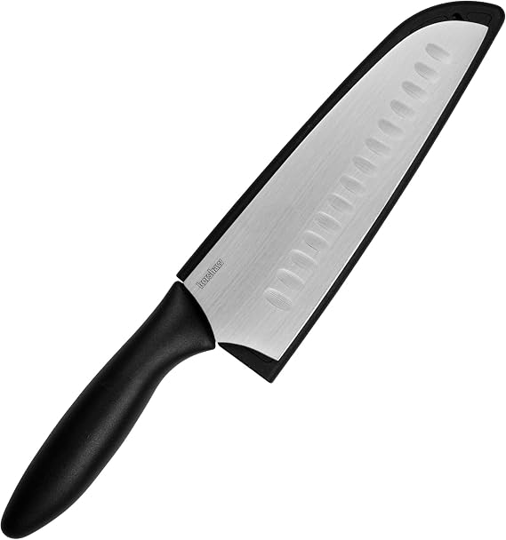 Kershaw 6.5 Santoku Knife, Black, 6.5 Inch Santoku Blade | Included Sheath, Japanese Style All-Purpose Chef Knife for Meat, Fruit, Vegetables and More