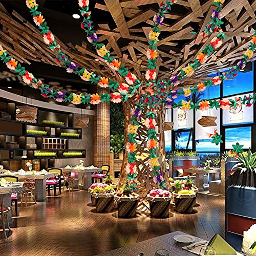 Futureplusx Paper Garland Decorations, 2Pcs Hibiscus Garland Tissue Flower Banner Tropical Paper Flowers Luau Party Decorations #TOP6