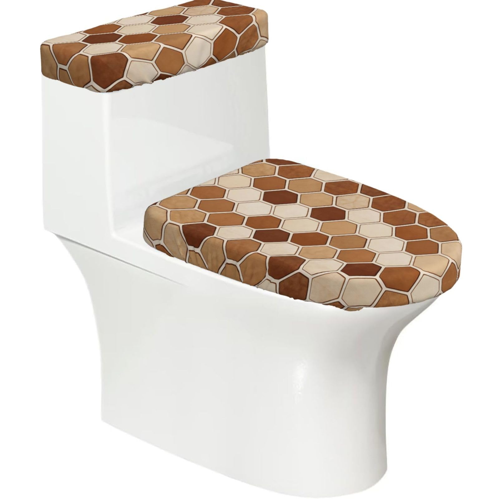 Cntdbu Black Python Scale Geo Stretchy Toilet Lid And Tank Cover Set-Soft Elastic Bathroom Decor For U Shape Oval