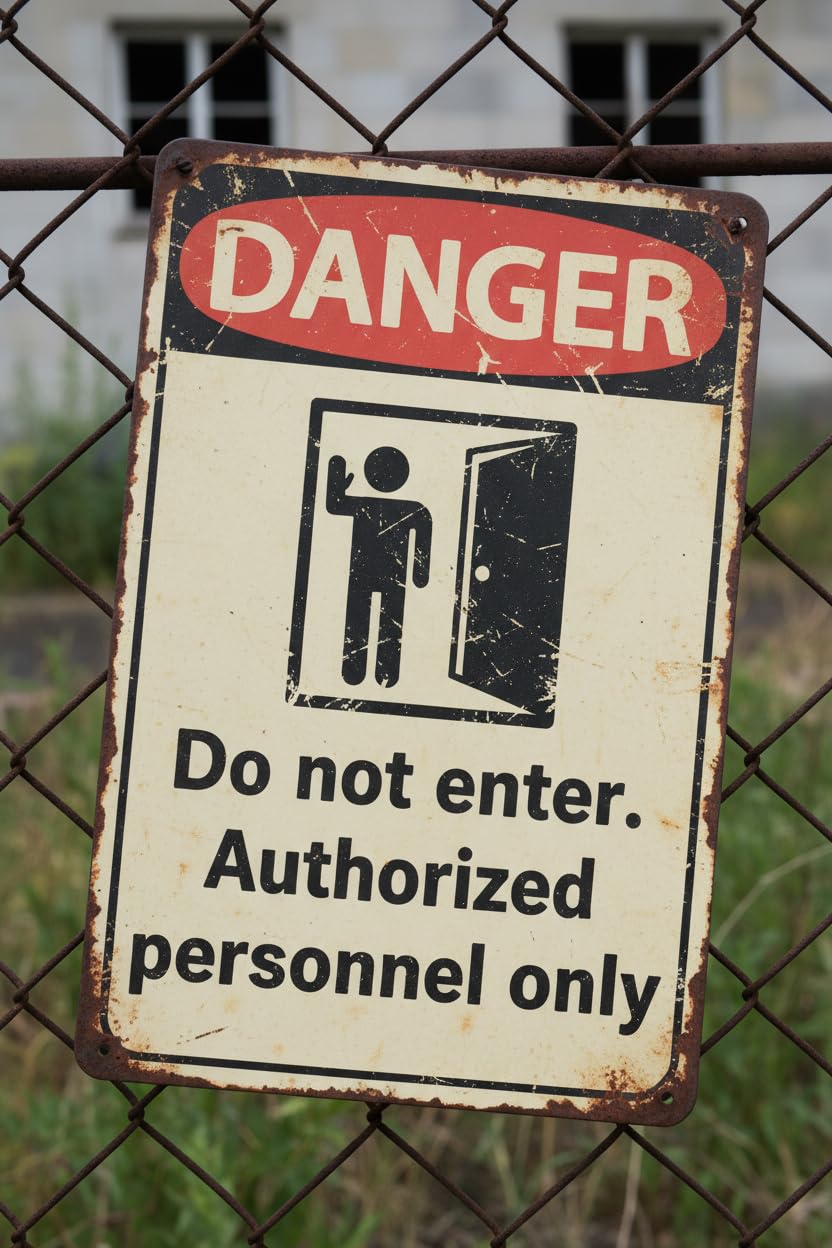 Wall Decor Ansi Safety Sign, Danger: Do Not Enter, Auth Only Metal Sign 8 X 12 Inches Clear Signage For S, Fences Vintage Signs Aluminum Plates Printed