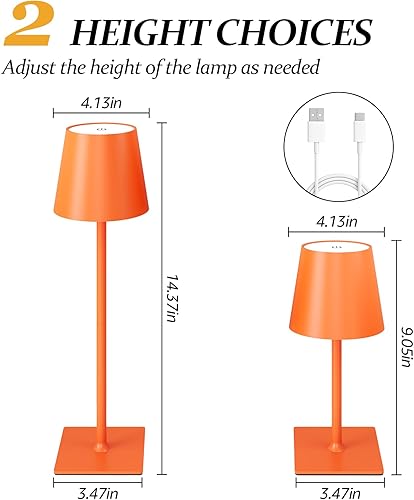 Miniatura 4 de Paquete de 2 lámparas de mesa inalámbricas, 3 colores de atenuación continua, batería recargable de 5000 mAh, lámpara de escritorio LED para