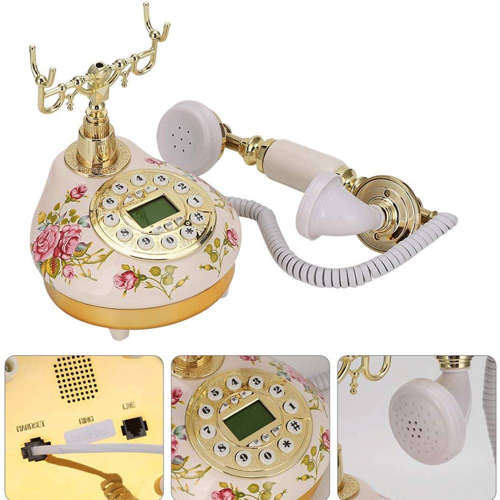 Telefono Vintage Classico Telefono Fisso retrò con Filo con Telefono Antico All'Id Chiamante Fsk/Dtmf per L'Arredamento Dell'Ufficio Domestico