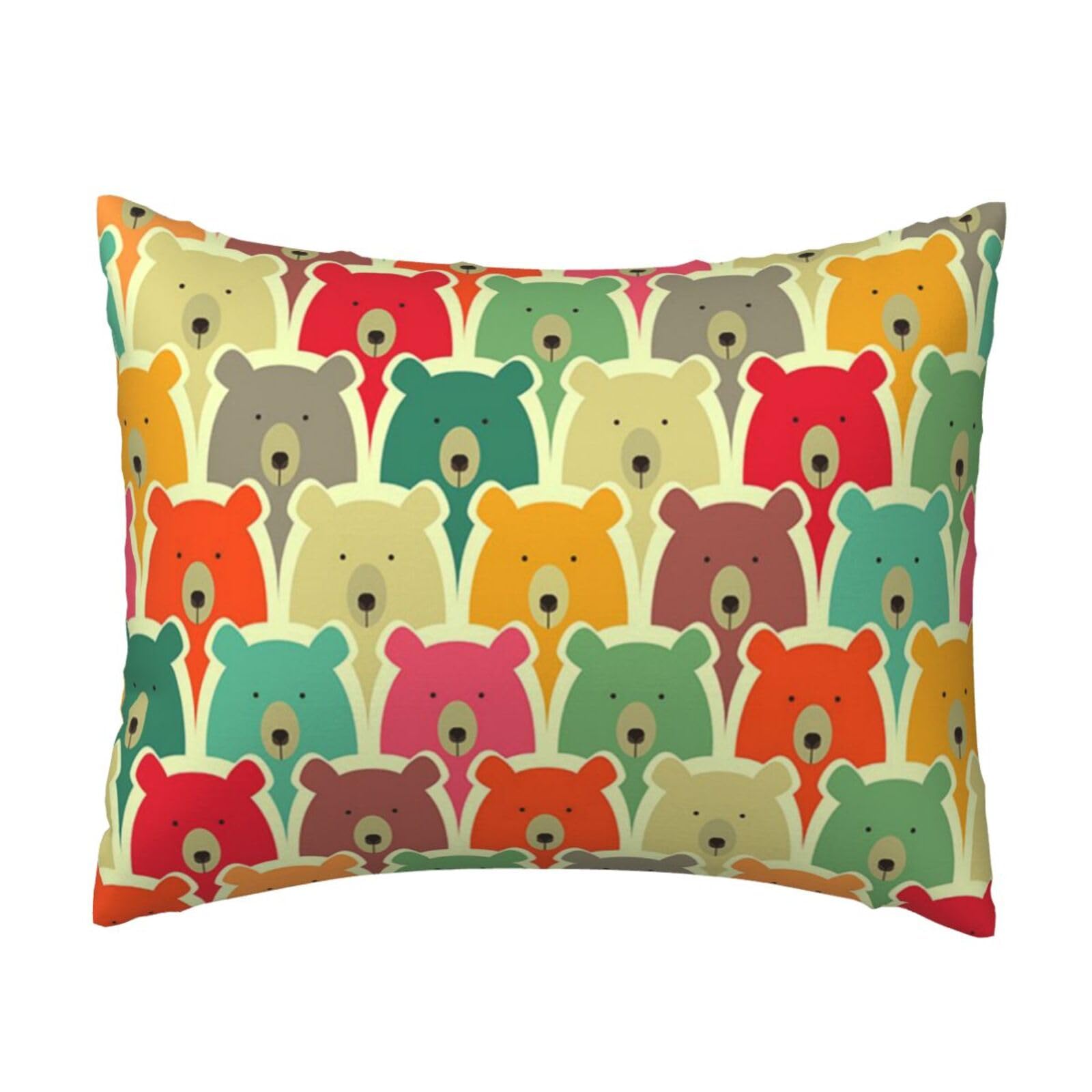 WSHFFILO Colorful Bears printed Pillow Case 20x26in Decorative pillowcase Throw Pillow Cover