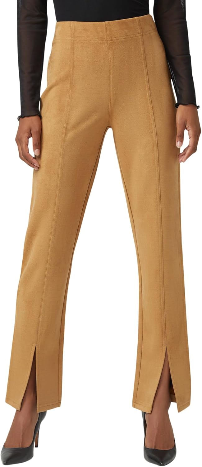 HUE Womens High Rise Suede Straight Legging