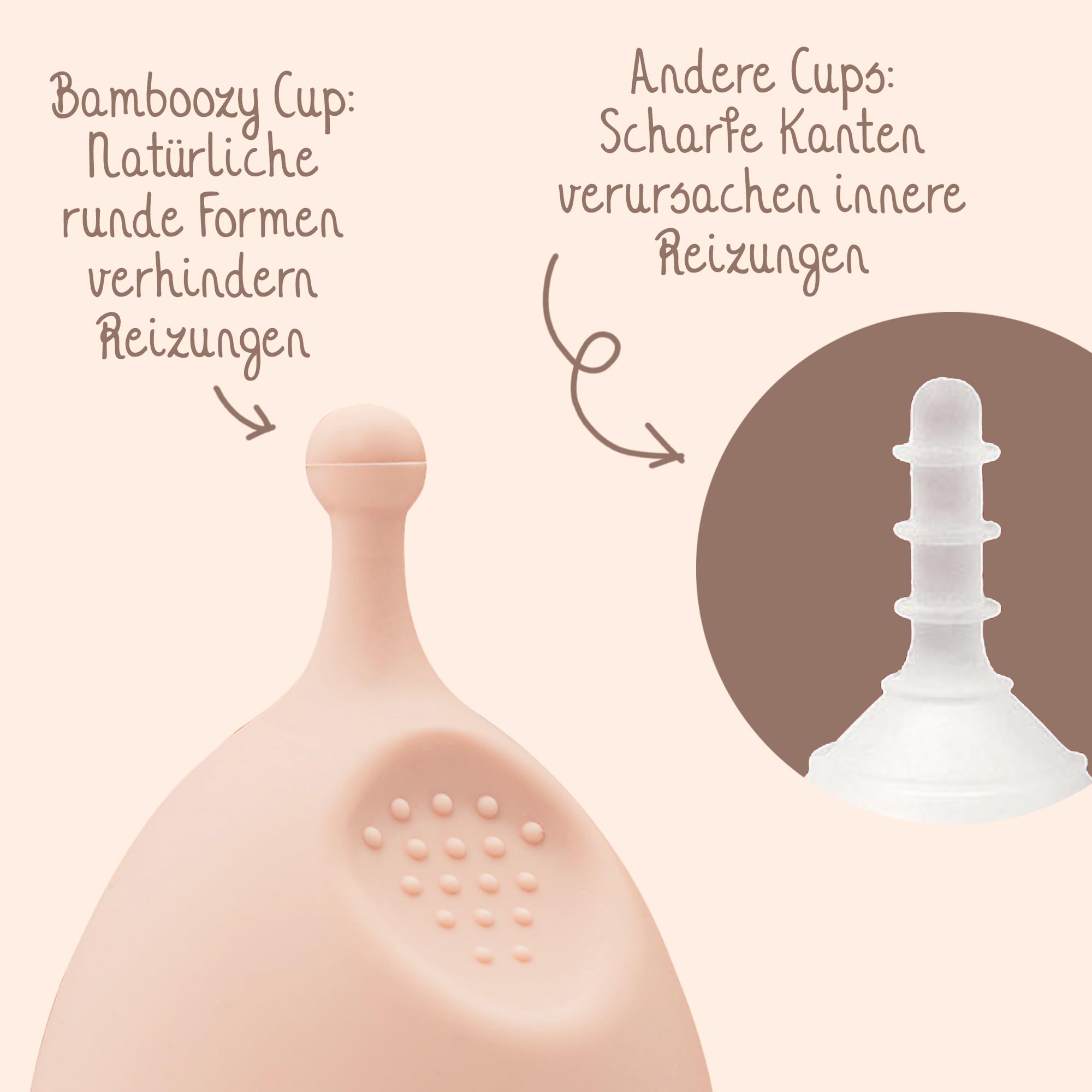 Bamboozy Luxus Menstruationstasse mit Sterilisator (M) - Wiederverwendbare Menstruationstasse aus Medizinischem Silikon - Bis zu 12 Stunden Schutz - Nachhaltig, Plastikfrei, ohne BPA
