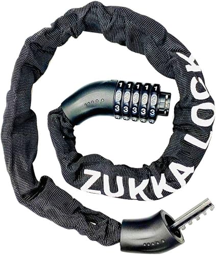 ZUKKA - Candado de cadena para bicicleta, 5 dígitos con contraseña restablecida, resistente antirrobo para cables de ciclismo