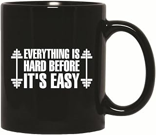 Gym Fitness Gifts for Before After Hard Easy Goals Customers 11oz 15oz Black Coffee Mug