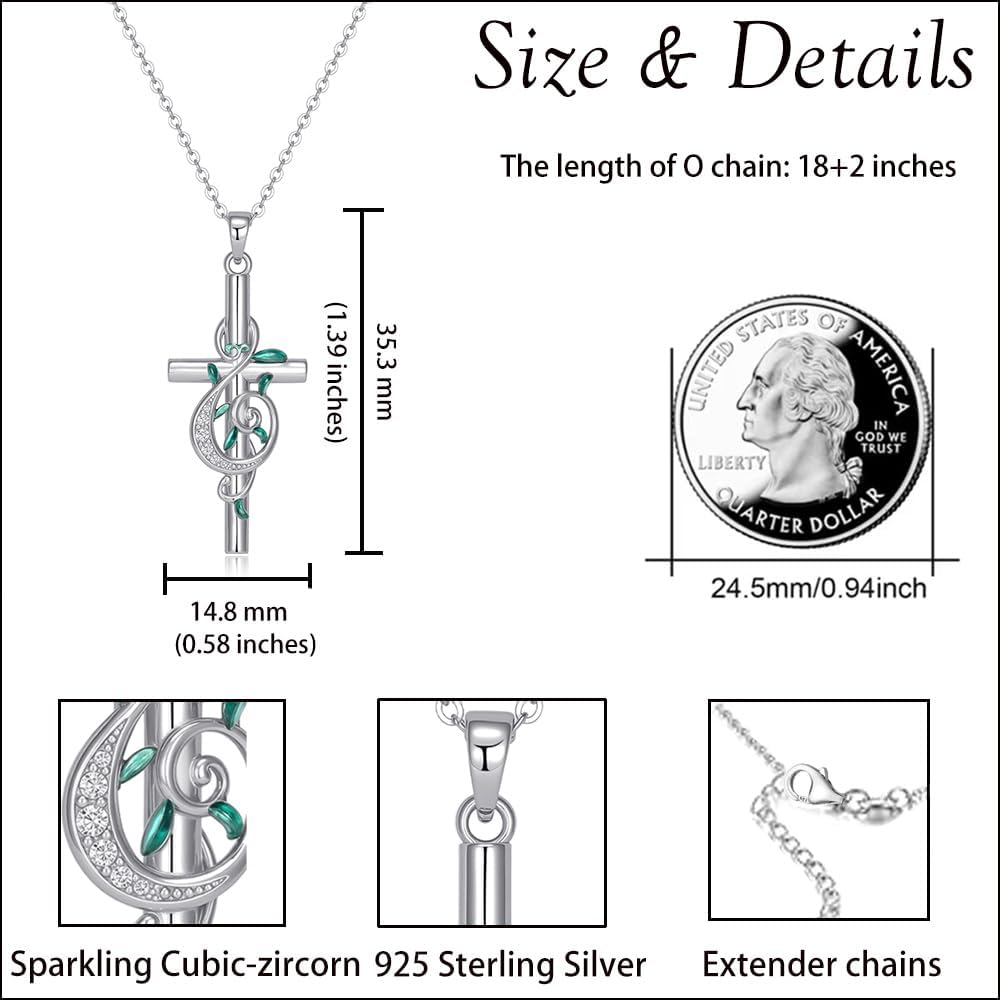 Music Cross Necklace Sterling Silver Music Note Cross Necklace Music Gifts for Women Treble Clef Recital Jewelry Choir Religious Gifts for Music Teacher - Image 5