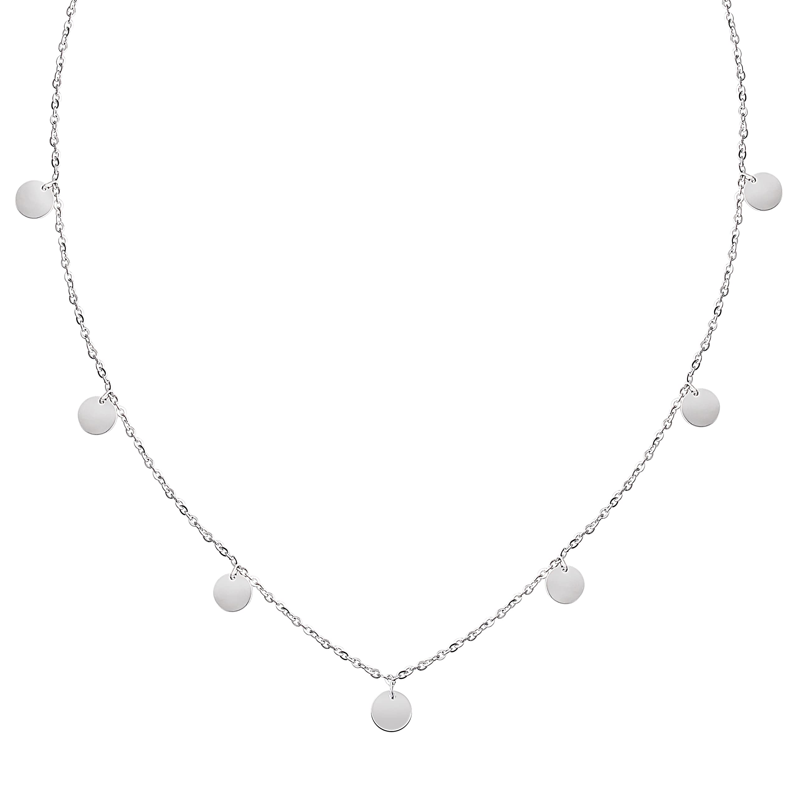 BONNYBIRD® Wasserfeste Edelstahl Kette mit Plättchen Damen in Silber, Gold & Roségold, 100% Wasserfest, Hautverträglich & Langlebig BonnyCoin
