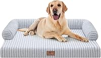 Vista 73 de Cama ortopédica extra grande para perros impermeable: cama de espuma viscoelástica para perros XL y extra grandes, sofá sofá, lavable con funda Azul