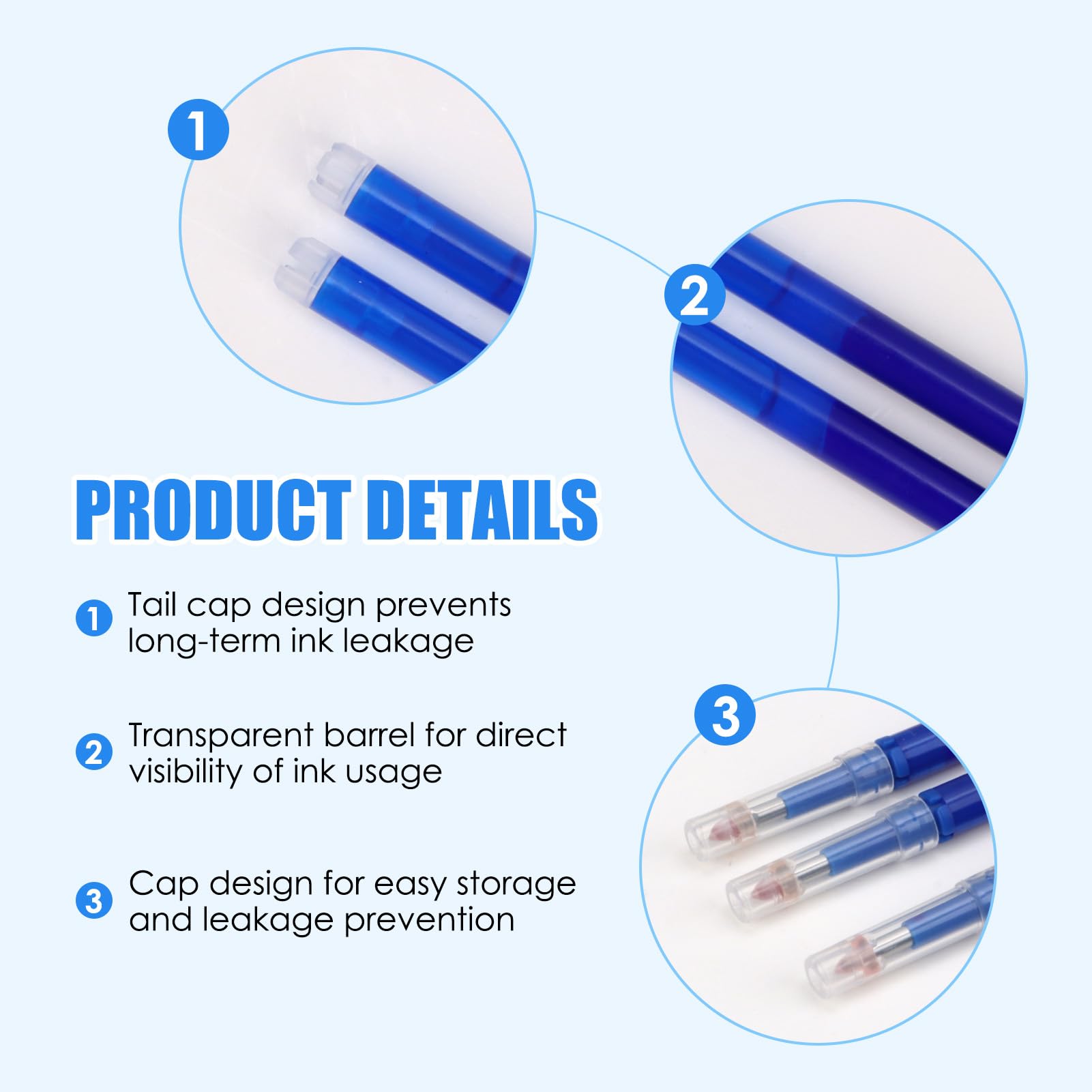 12 Pack Blue Erasable Pen Refills for Pilot Frixion Pens Erasable Rollerball Dark Blue Ink Tip 0.5 mm with Smooth Writing Clickable Replaceable Ballpoint Friction Pen Refills for Students Notes & Art - Image 4