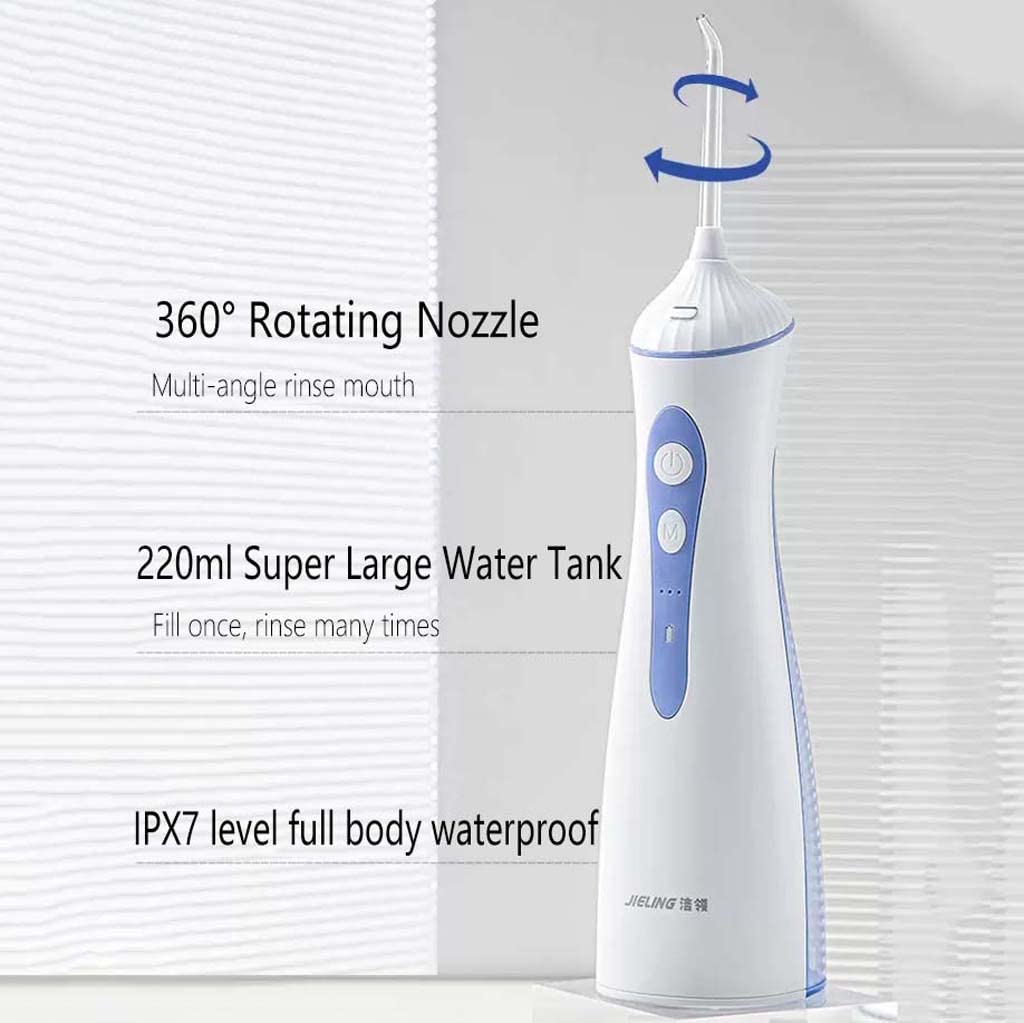 TJH Idropulsore per Denti Irrigatore Dentale Professionale USB Ricaricabile Ipx7 Impermeabile Potente Durata della Batteria Detergente per Denti d'Acqua per casa, Viaggi, Bretelle e Ponti Auto