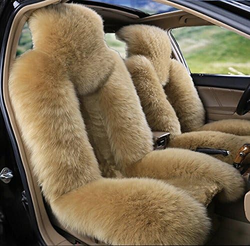 Single Car Cushion Wool Cushion Sheepskin Car Seat Cover Cushion Khaki