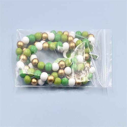 Miniatura 7 de Guirnalda de cuentas de madera para el día de San Patricio con borla de trébol irlandés de madera rústica decoración del día de San Patricio para