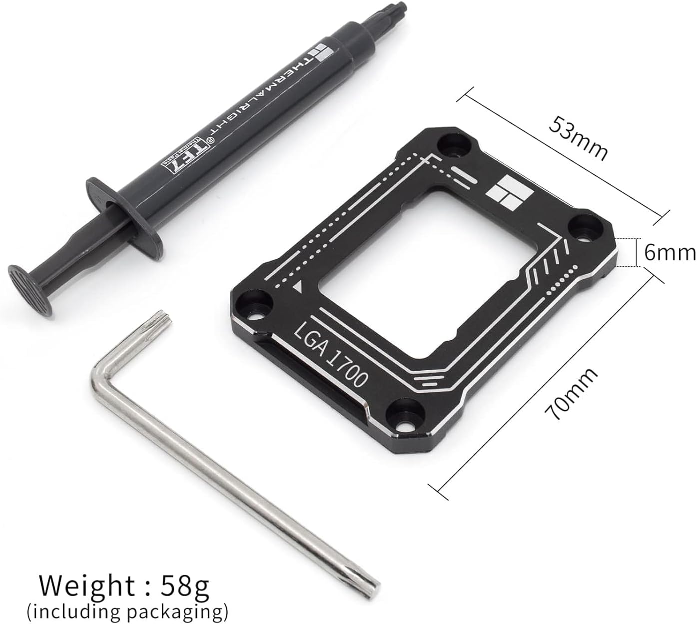 Thermalright LGA 1700 CPU Contact Frame with dimensions and included tools