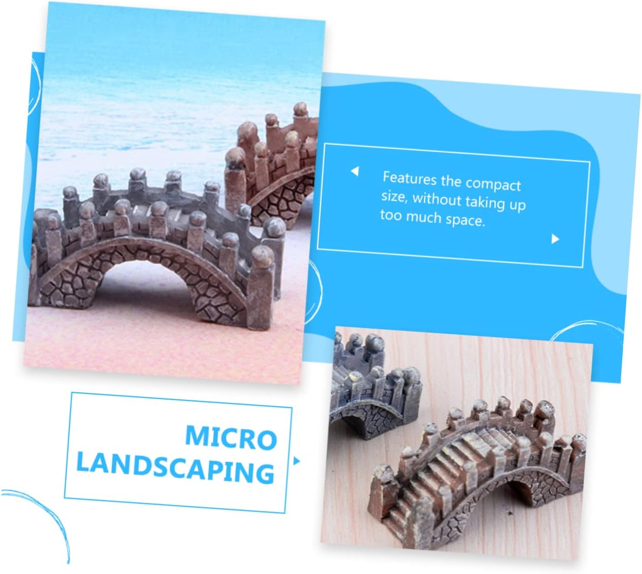 10pcs Palace Style Miniature Bridge Decor for Micro Landscaping DIY Bonsai Bridge Model Resin Garden Adornments Outdoor Fairy Garden Accessories Color