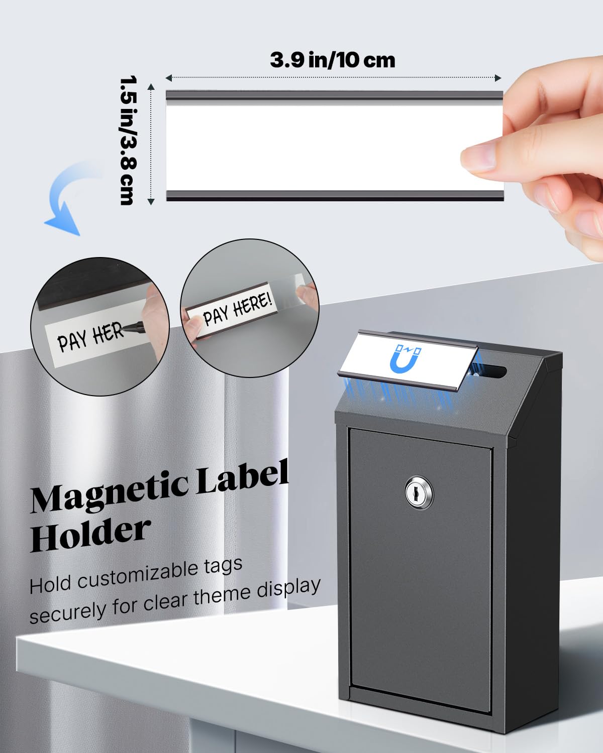 Uniclife Caja para Dinero en Efectivo, Buzones de Pared para Exteriores, Buzón Cerradura, Caja Depósito Llaves, Caja Fuerte Cerradura, Caja Donaciones Metálica, Caja Sugerencias Hogar, Oficina Tiendas
