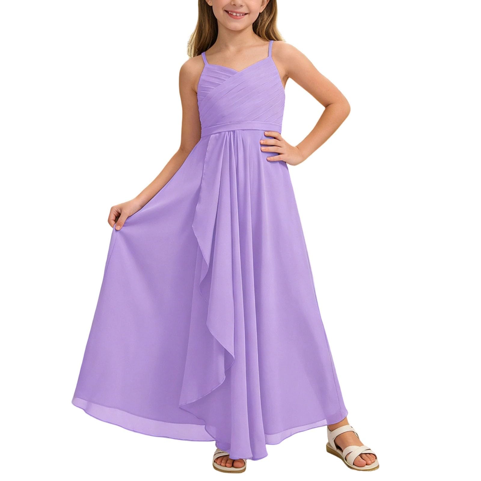 Vestito Ragazza Elegante - Abito Bambina Elegante, Abito Lungo in Chiffon Svolazzante Damigella d'Onore Junior Abito da Sposa Abito da Cerimonia