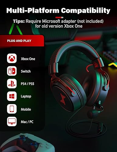 Miniatura 5 de Gaming Headset for PS5 PS4 PC, Gaming Headphones with Noise Cancelling Mic, Wired Gamer Headsets for Computer Laptop Mac Nintendo NES Games