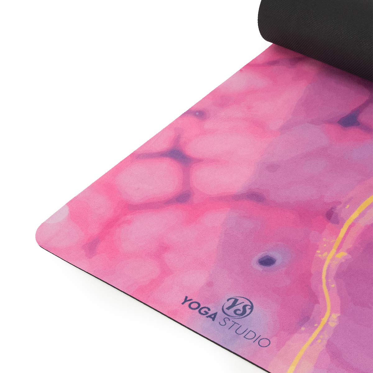 Yoga Studio Tapis de yoga en microfibre et daim végétalien – 183 cm x 60 cm, 4 mm Tapis de yoga en caoutchouc naturel pour yoga électrique, yoga chaud, tapis de yoga sans silicone (marbre rose)