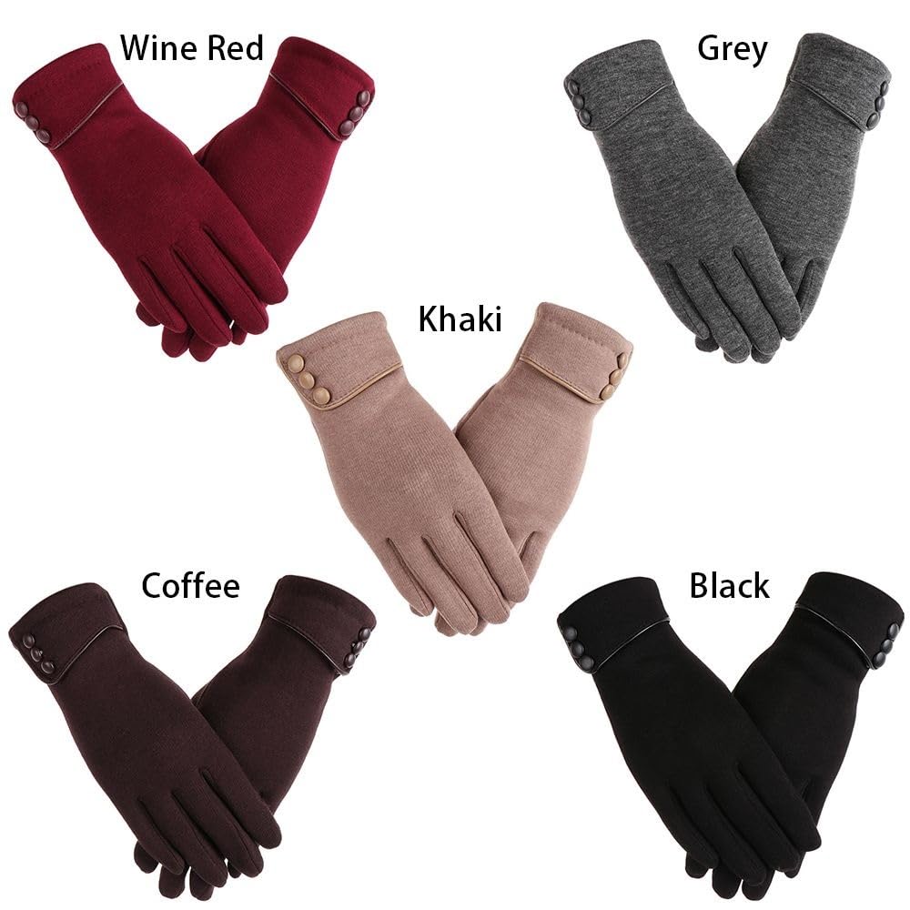 Guantes cálidos con dedos completos for mujer, guantes de algodón for pantalla táctil, guantes cálidos for mujer, forro polar térmico