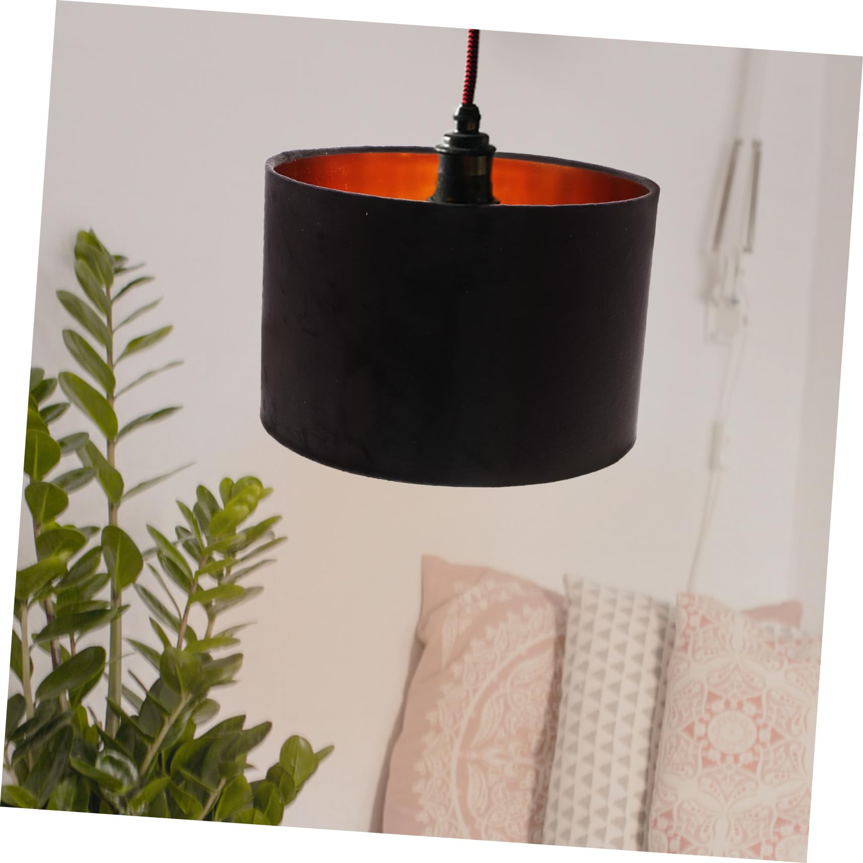 Paralume in Stoffa Nero per Portalampada E27, Stile Semplice | Interno in Ferro, Finitura Elegante e Creativa, per Arredamento Domestico e Regalo a Amici o Famiglia