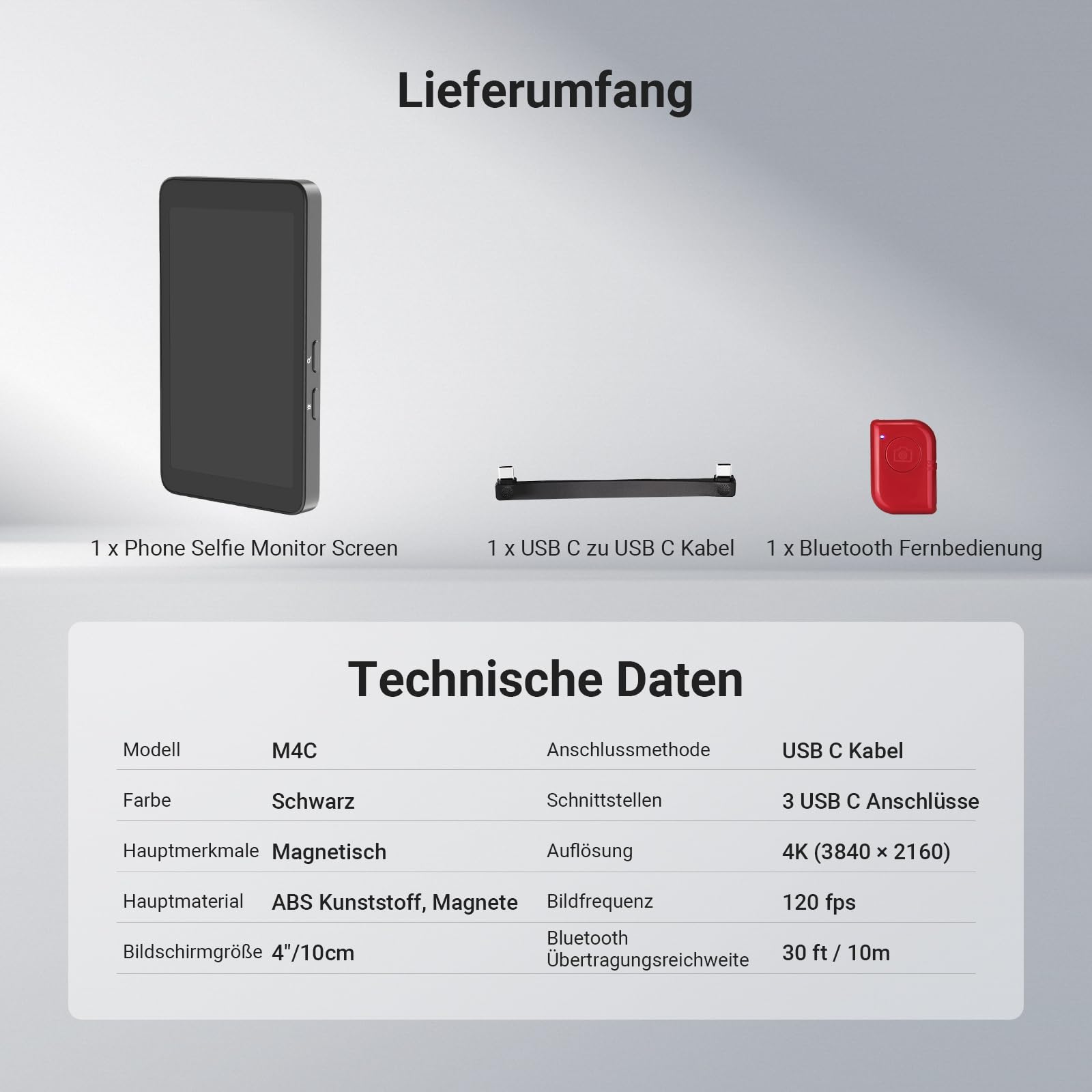 NEEWER 4" Monitor für Smartphone Vlogs und Selfies, Smartphone Rückkamera Monitor mit Fernbedienung für YouTube und TikTok Videostreaming