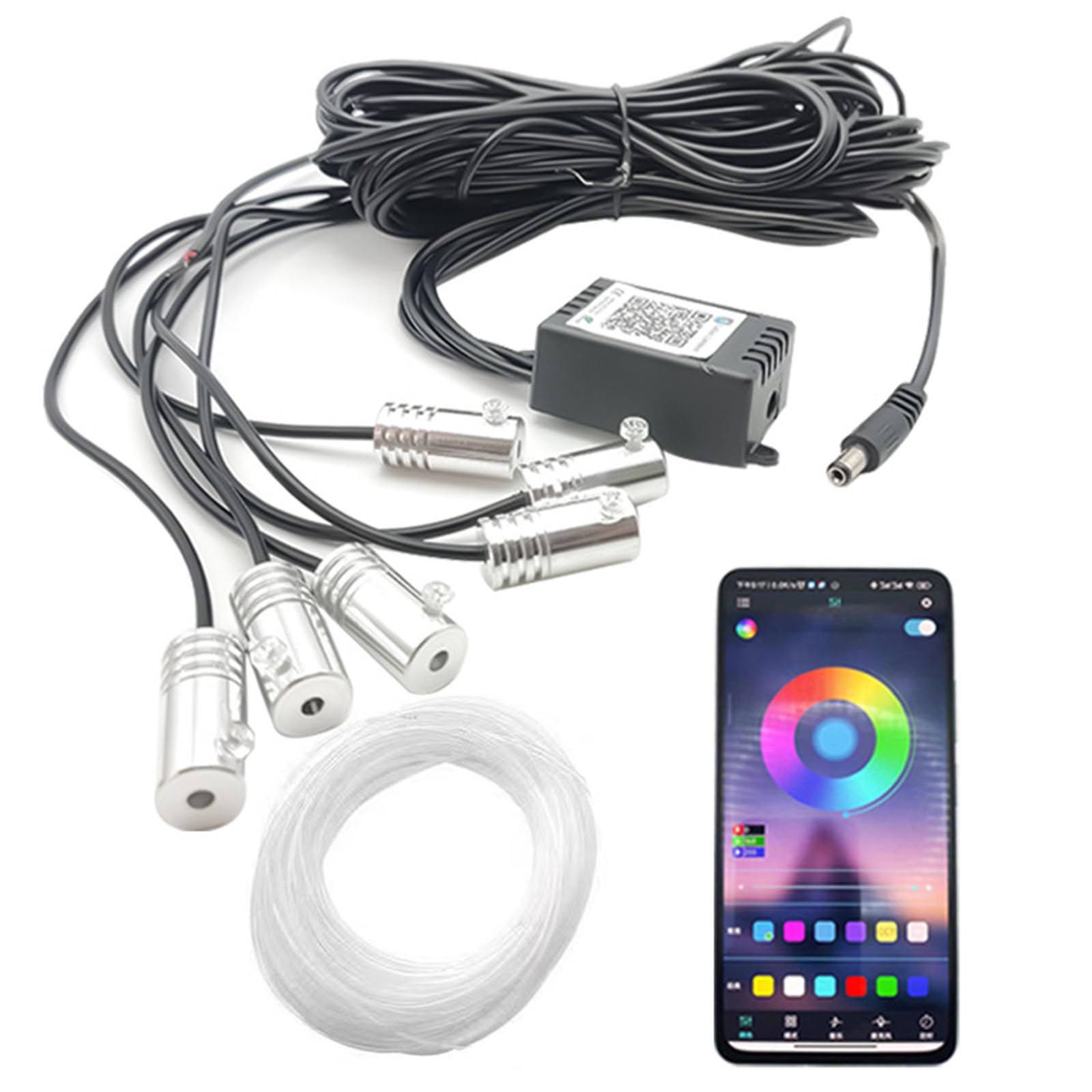 Tira De Luces LED para Coche, Luces LED De Ambiente Interior para Coche, Luz Ambiental RGB Universal, Aplicación De Fibra Óptica, Control De Música, Lámpara De Neón Decorativa Automática,App and 5