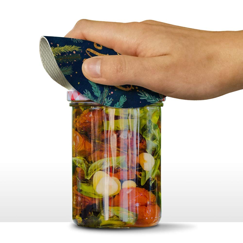 Merry Christmas Stars Pine Needles Round Rubber Non-Slip Jar Gripper Lid Opener