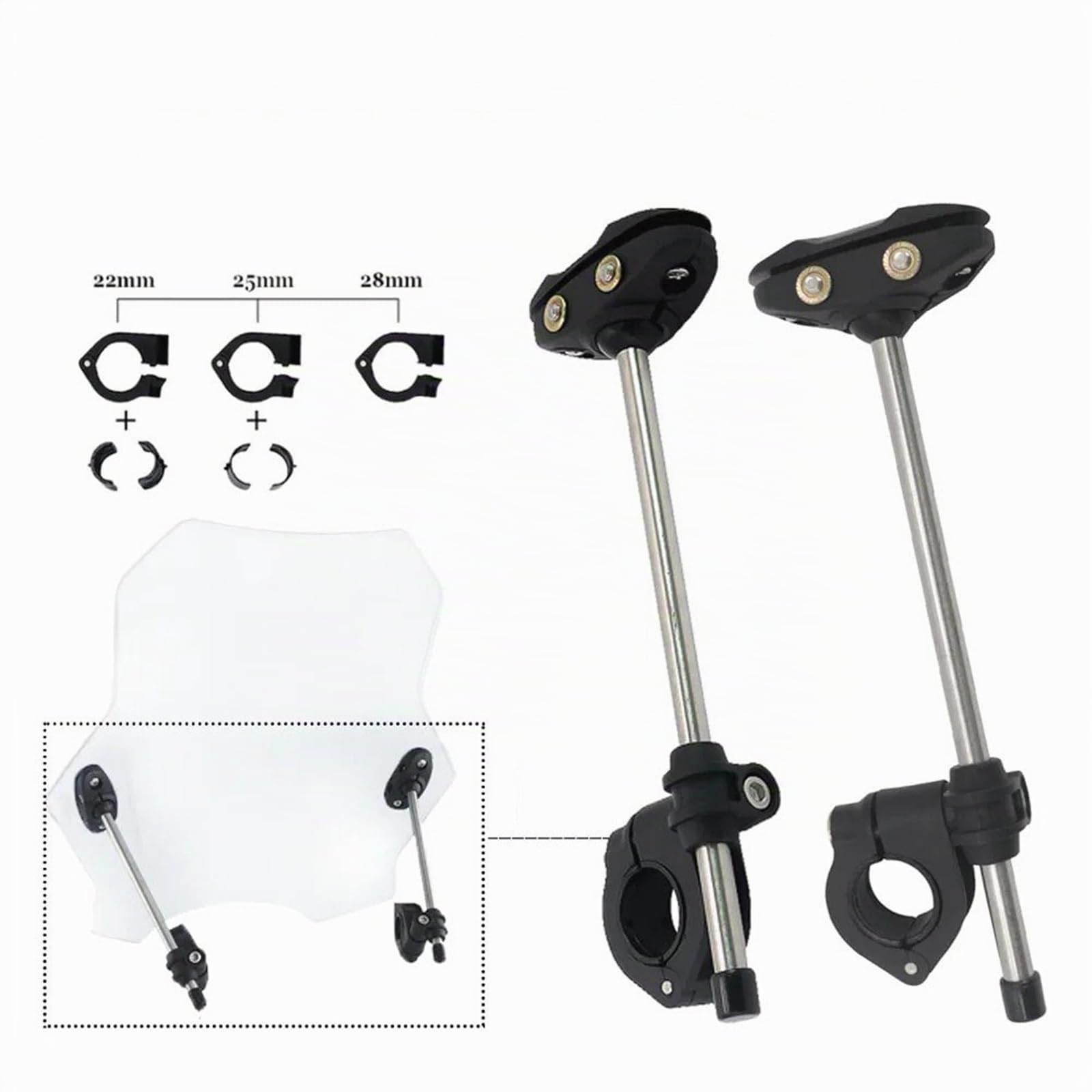 Parabrezza Moto Per Con 22MM 25MM 28MM Parabrezza Regolabile Per Moto Universale Staffa Per Parabrezza Kit Di Montaggio Per Parabrezza Deflettore Per Parabrezza Per Moto