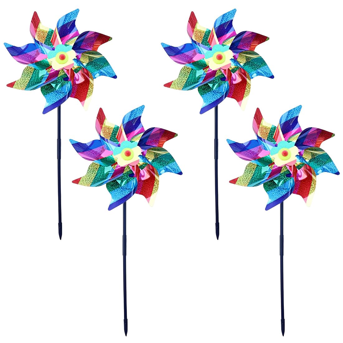 4 PCS Girandole Colorate Rotanti Anti-Uccelli, Uccelli Mulino a Vento Riflettente Repellente Uccelli da Esterno Arcobaleno per Proteggere Giardini,Fattorie e Cortili, Frutteto