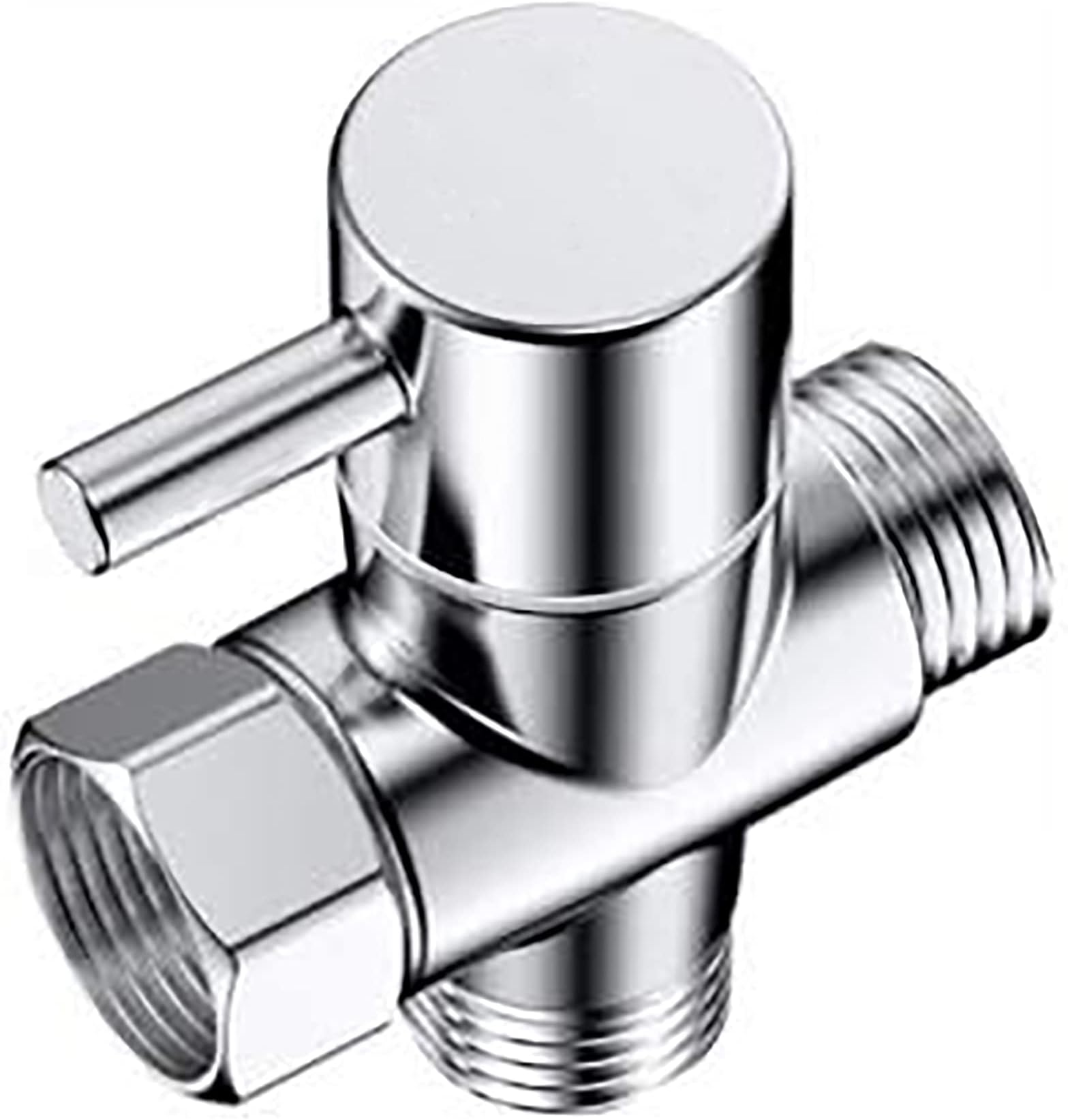 CACASO 100% Solid Brass Shower Arm Diverter,G 1/2 3 Way Shower Diverter valve For Hand Held Showerhead and Fixed Spray Head Diverter Polished Chrome