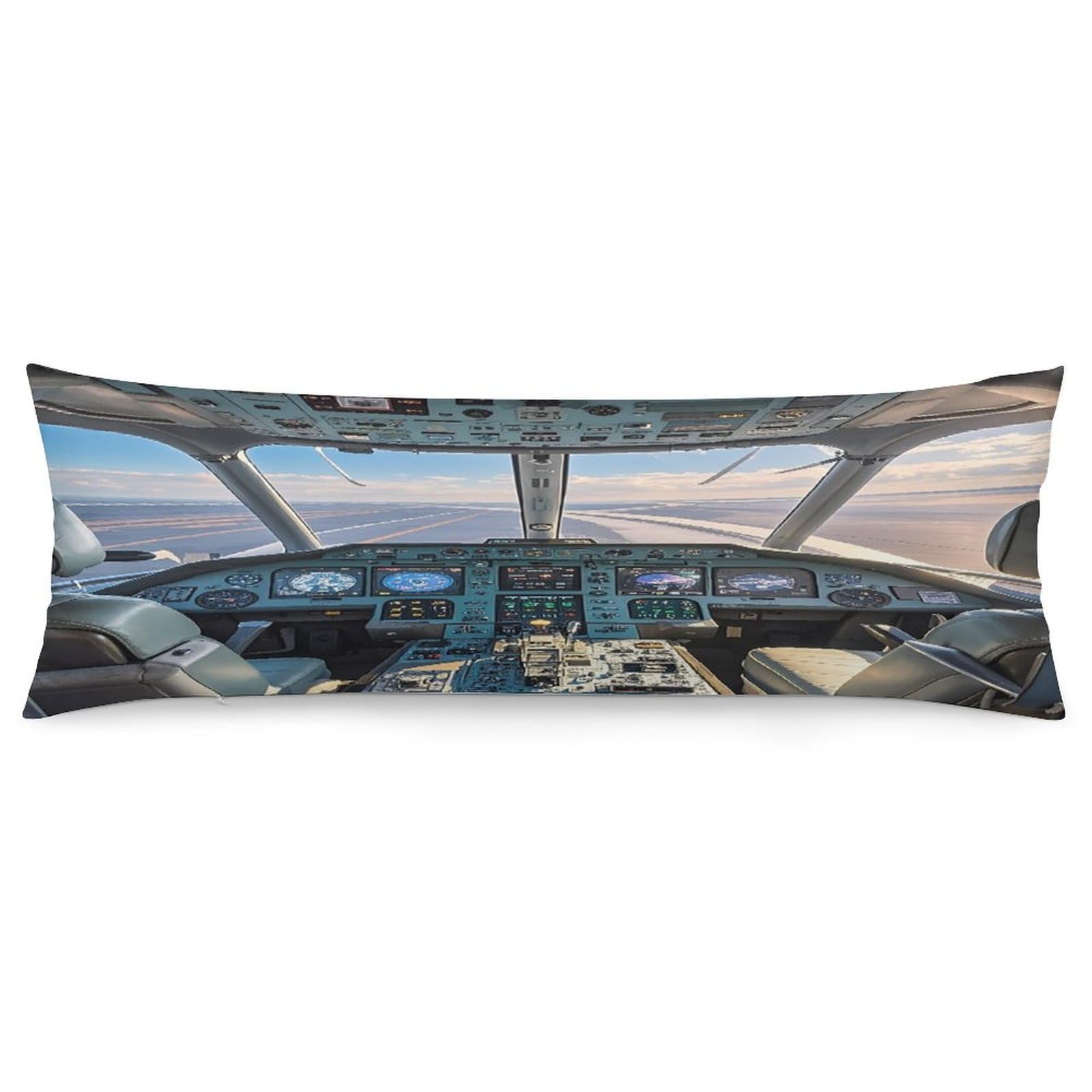 Airplane Cockpit Body Pillowcase Soft Breathable Full Long Pillow Cover 20x54 Inches Polyester Pillow Case with Hidden Zipper Closure for Bedroom Home Decorations