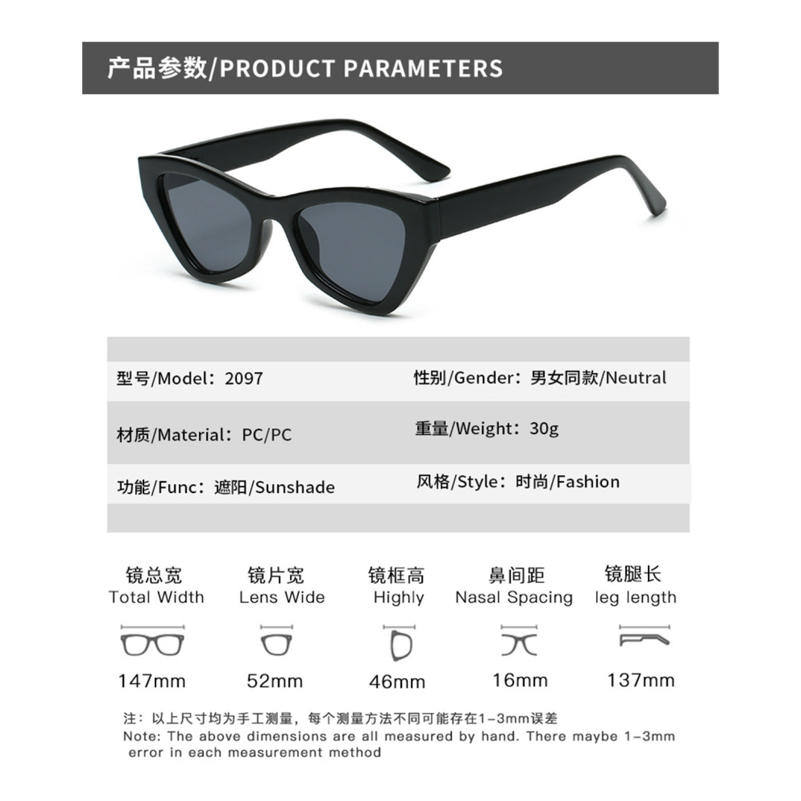 Occhiali da sole Cat Eye donna retrò montatura piccola