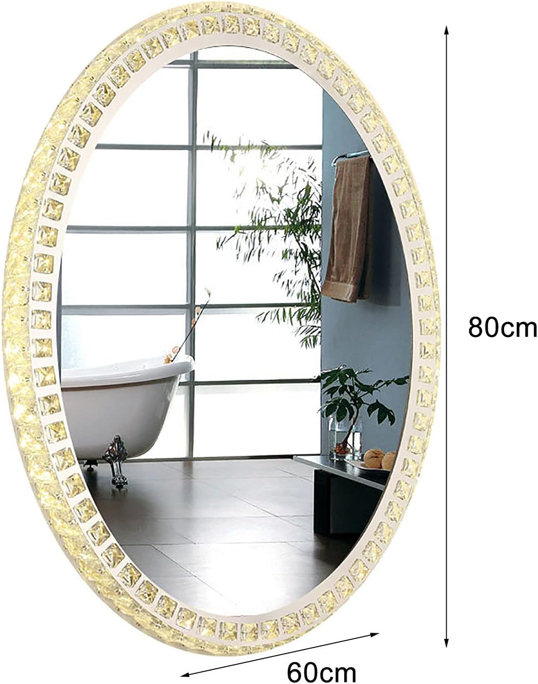 Wall Mounted Beauty Mirrors with Touch Control LED Lighted Makeup Anti-Fog Vanity 3 Color Lighting Modes (80 * 60 cm)