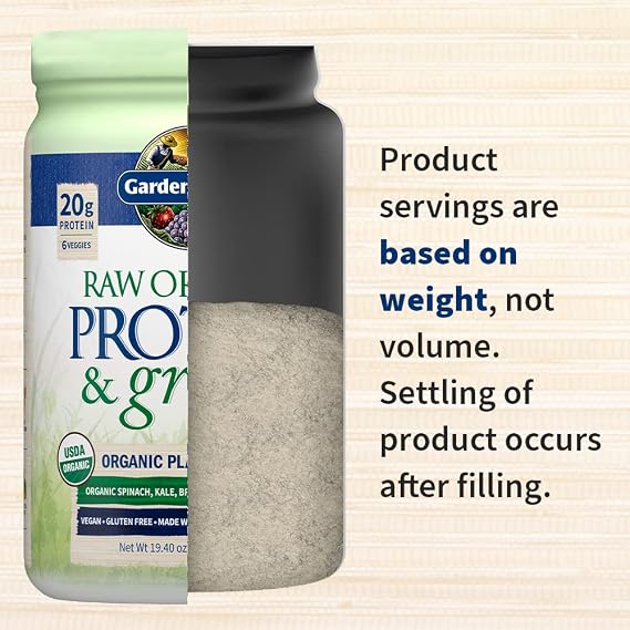 Garden of Life Raw Protein & Greens Vanilla Protein Powder 20g Plant Based Greens Powder, Probiotics & Enzymes, Post-Workout Recovery, Vegan, Gluten-Free, Non-GMO, 20 Servings