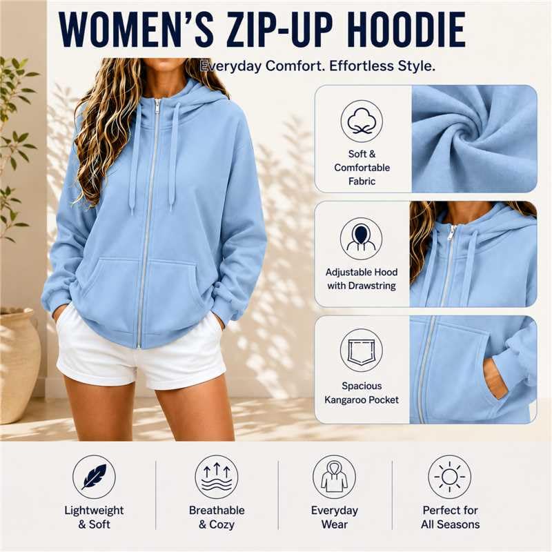Oversized Zip Up Hoodie Women Y2k Cute Sweatshirts Fall Jackets White L - image 4