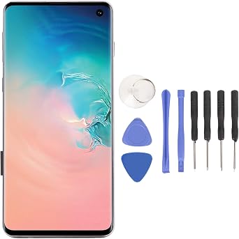 Asixxsix Screen Replacement for Galaxy S10, Galaxy S10 Screen Replacement with Frame Fingerprint Digitizer Assembly Repair Tool Kit, for G9730 SM G973U SM G973W SM G973F Gold