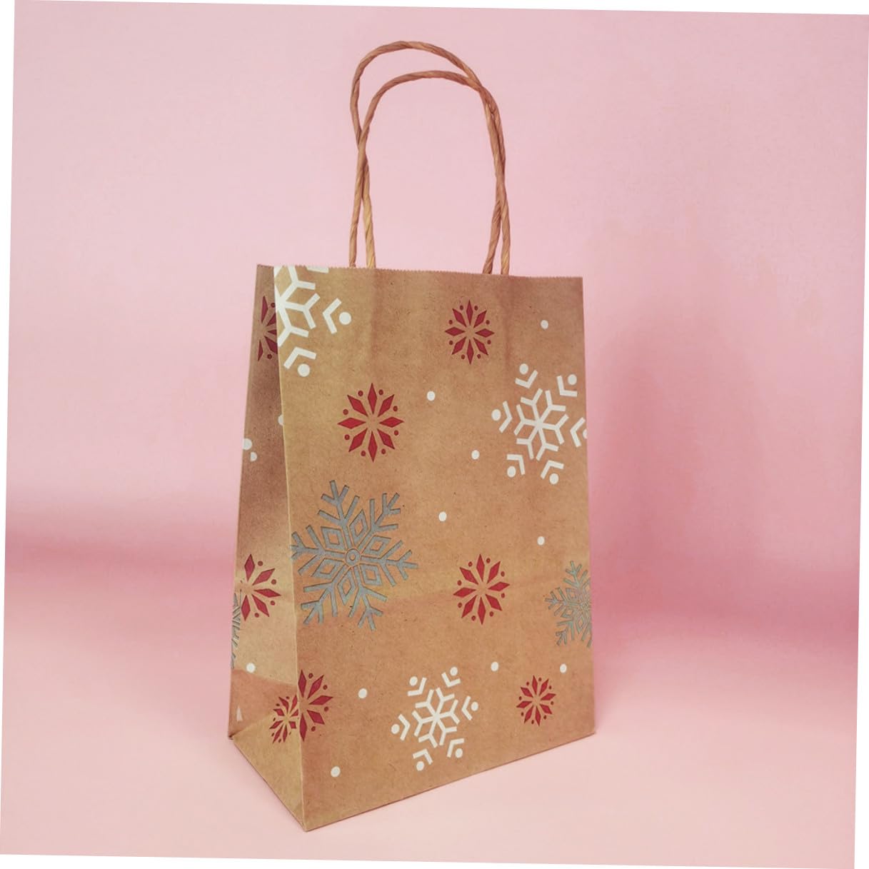 SHINEOFI 20pezzi Sacchetti Regalo di Natale in Carta Kraft Decorati Motivo Fiocco di Adatti per Feste e Regali Disponibili in Confezione
