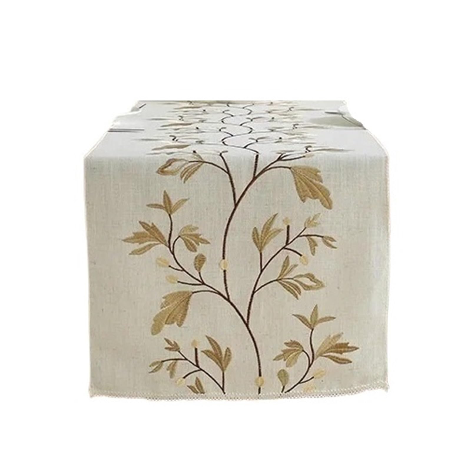 La Table à Pied, Chemin de Table en Coton et Lin brodé avec Pompons, Lot de 2, Multicolore, 33 x (120-350) cm(Khaki,33X180cm)