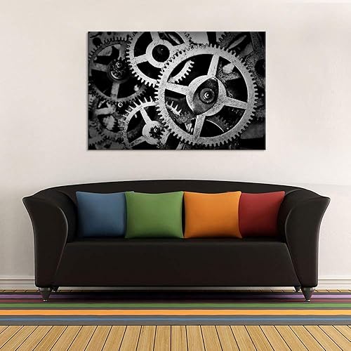 Miniatura 5 de Hello Artwork Lienzo grande para pared, engranajes mecánicos, pintura de fábrica antigua, ingeniero, motivación, inspiración, imágenes impresas para