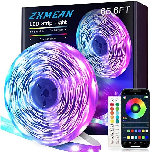 ZXMEAN LED Lights for Bedroom 65.6ft,LED Strip Light,LED Light Strip,RGB LED Strip Lights,Luces LED para Cuarto,Bluetooth LED Lights for Room,Strip Lights with APP & Remote Control
