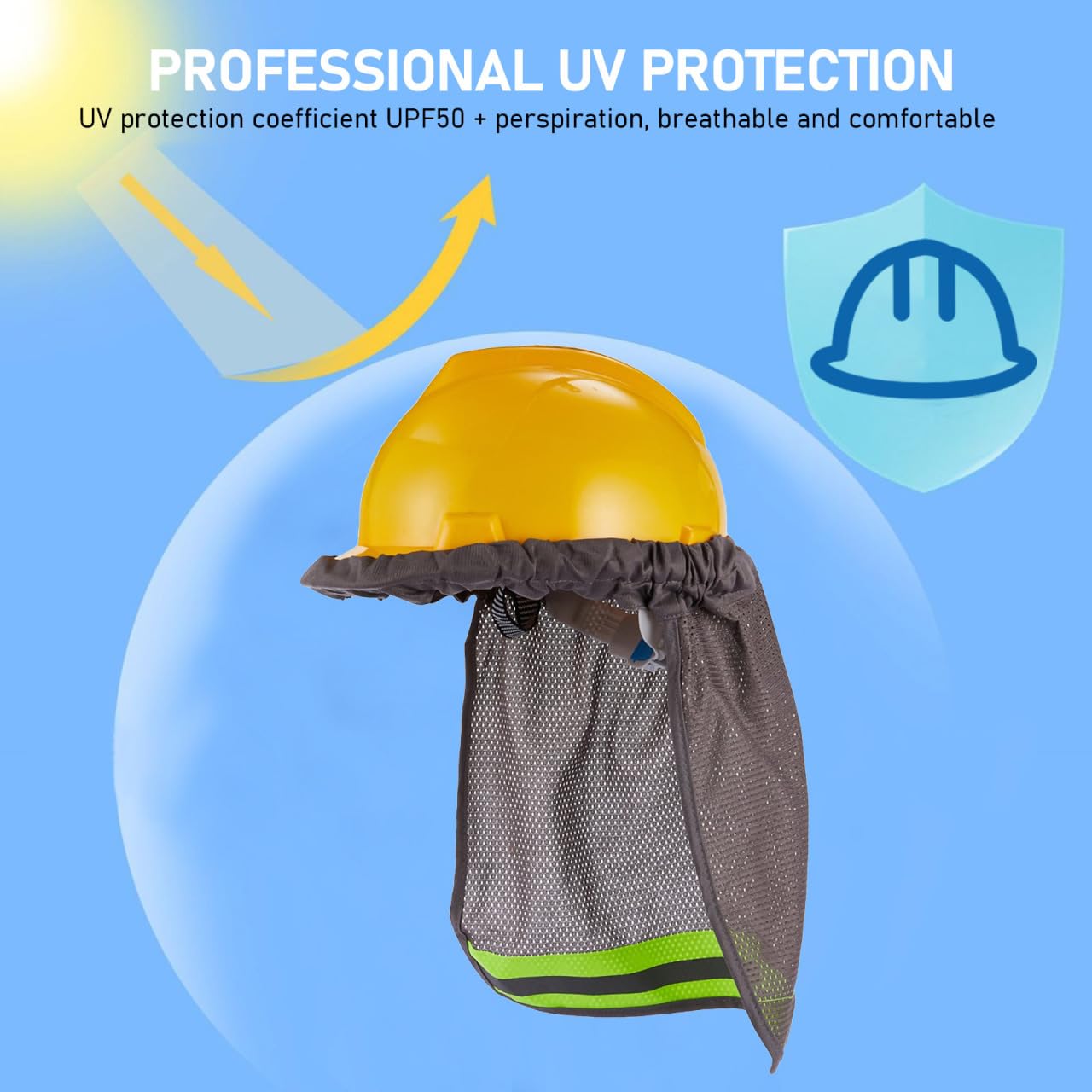 DOITOOL 3 Piezas Cascos De Obra Sombra De Cuello para Sombrero Duro con Visera Reflectante Cubierta Ligera Y Transpirable para Trabajadores De ConstruccióN Al Aire Libre Trabajo Exterior Jardinería