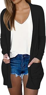 DBMOON Women's Long Cardigan 2026 Fall: Lightweight Open Front Sweater with Pockets, Long Sleeve V-Neck