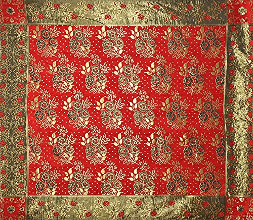 Image of Velvet Queen Size Bedsheet Set, 3 Piece Jaquard Weaved Long Life bedsheet with 2 Pillow Covers, Coffee Colour (Gold)