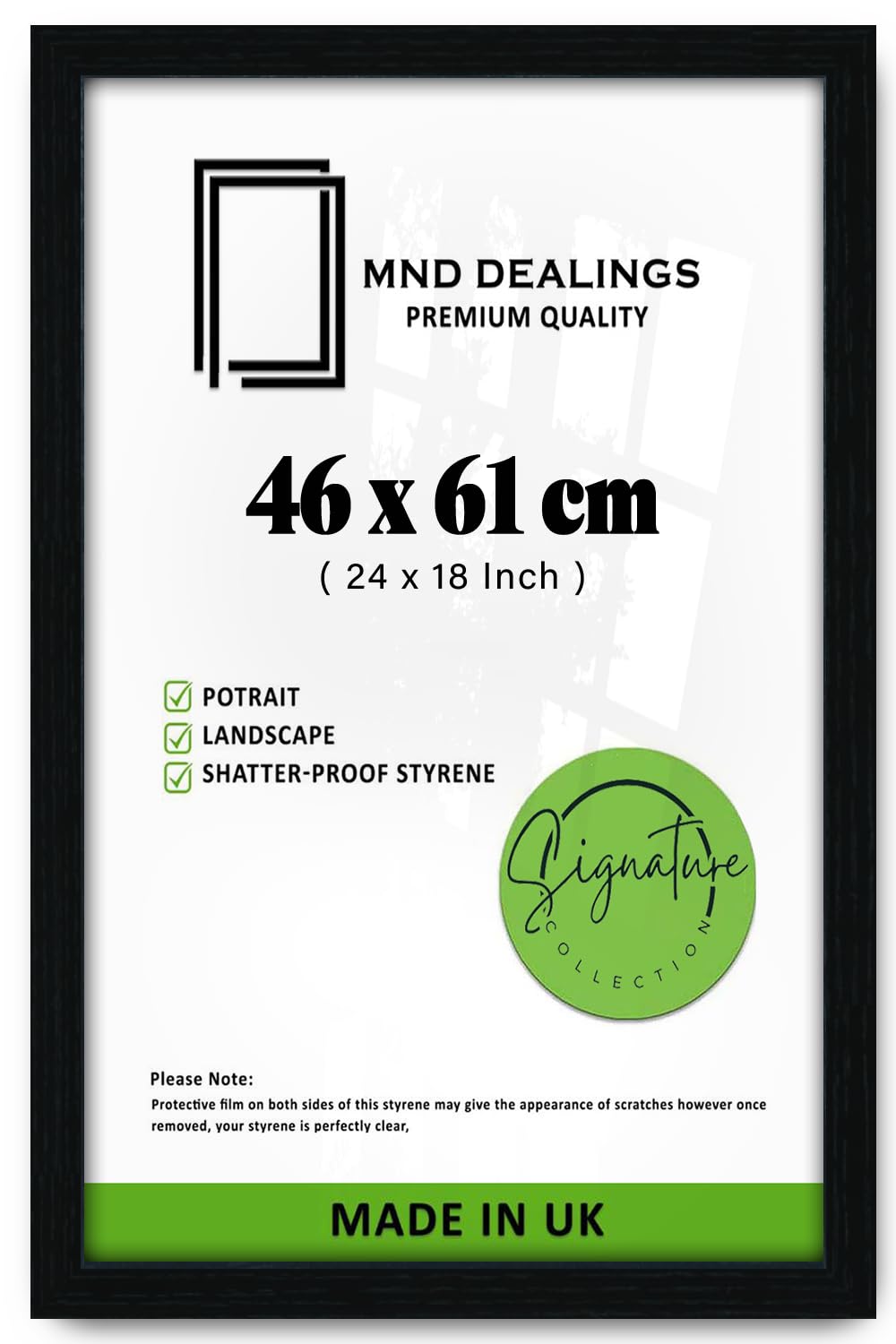 Mnd Dealings Black 46 X 61 Cm Wall Frame | Stylish Poster & Photo Display | Mdf & Crystal Clear Perspex | Perfect For Home, Office, Or Gallery Walls | [Black]
